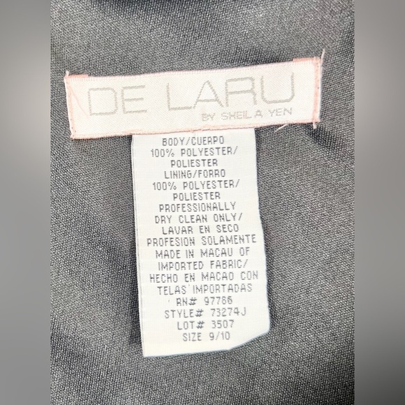 DE LARU BY SHEILA YEN Juniors Cinch Midi Black Dress 9/10 Y2K Fairy‎ Babydoll - Picture 7 of 9